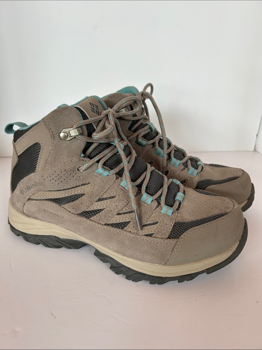 Columbia Women's Taupe Hiking Boots with Teal Highlights